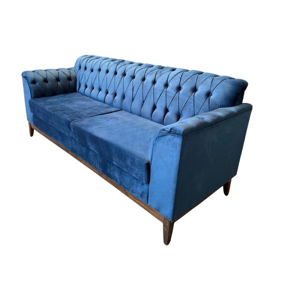 Sofá Capitonê Atenas 3 Lugares Malu Estofados 220cm - Azul Sofá Capitonê Atenas 3 Lugares Malu Estofados 220cm - Azul