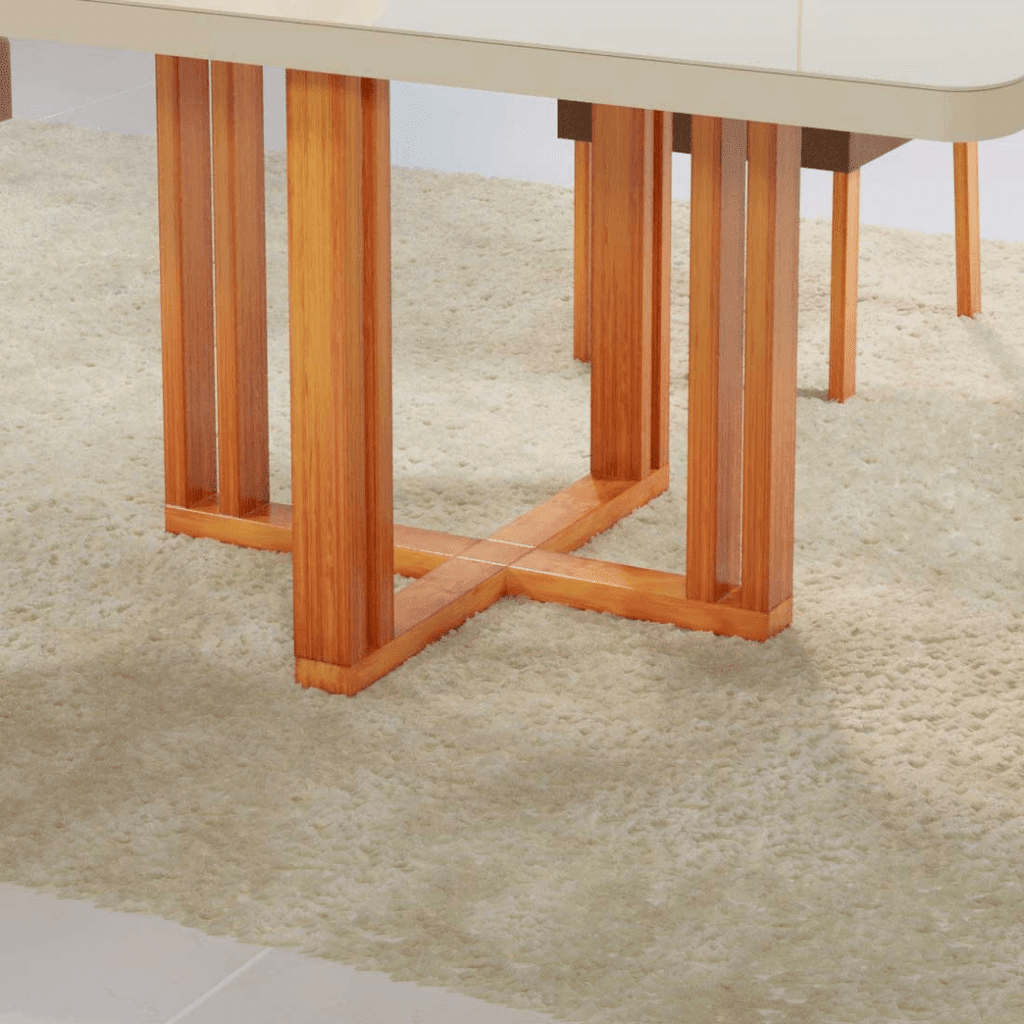 Mesa de Jantar Sentra 130x90 Tampo com Vidro, 04 cadeiras Nature/T3010 - Bom Pastor 