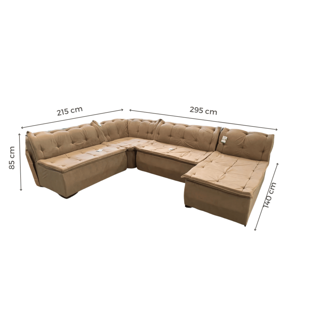 Sofá de Canto Malu com Chaise Fenix 4 Peças Castor