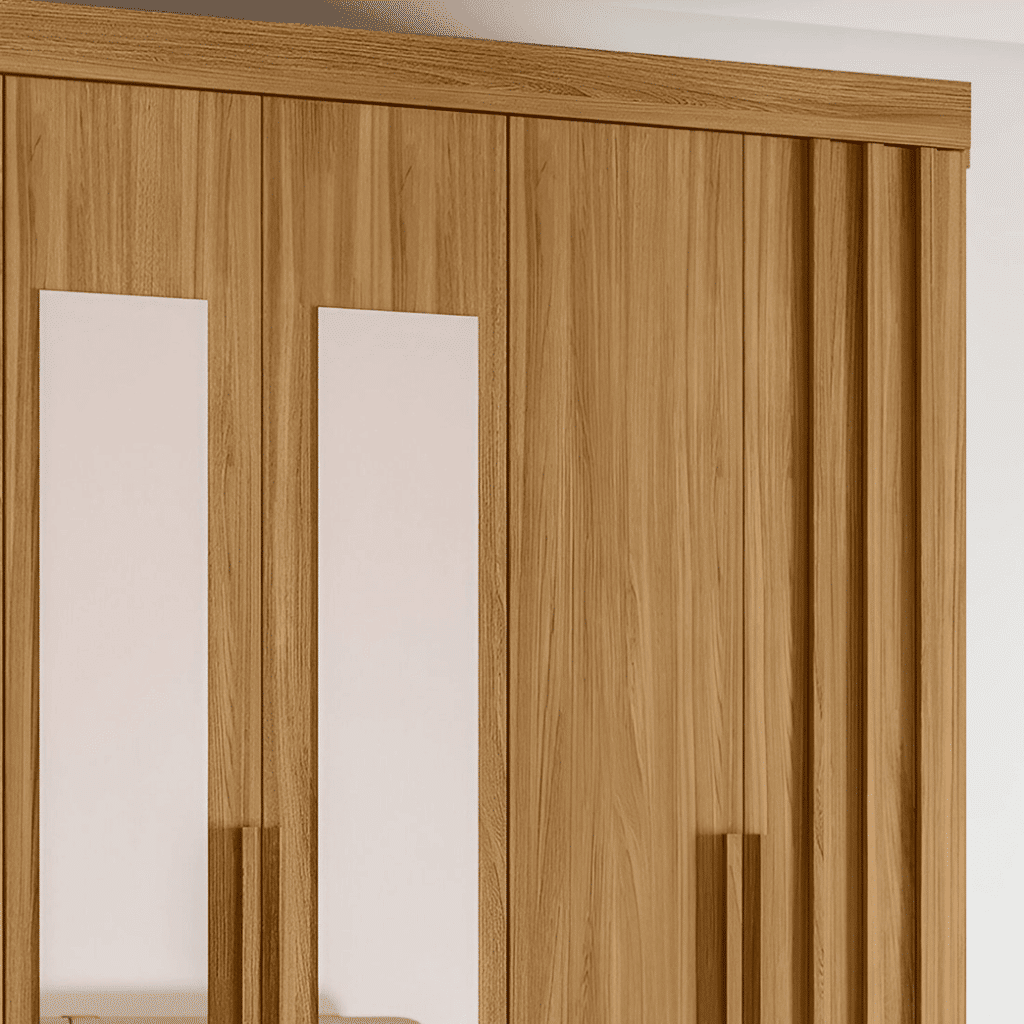 Guarda Roupa Casal Valênça 6 Portas Ripado com Espelho Freijo/Ripado Moval Guarda Roupa Casal Valênça 6 Portas Ripado com Espelho Freijo/Ripado Moval