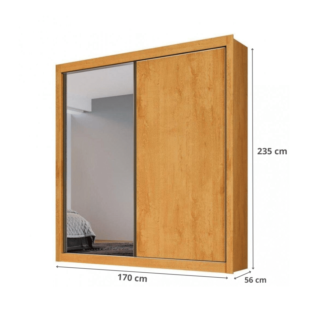 Guarda-Roupa Casal Com Espelho 100% MDF 2 Portas de Correr Zurique Peroba/Off White Europa Guarda-Roupa Casal Com Espelho 100% MDF 2 Portas de Correr Zurique Peroba/Off White Europa
