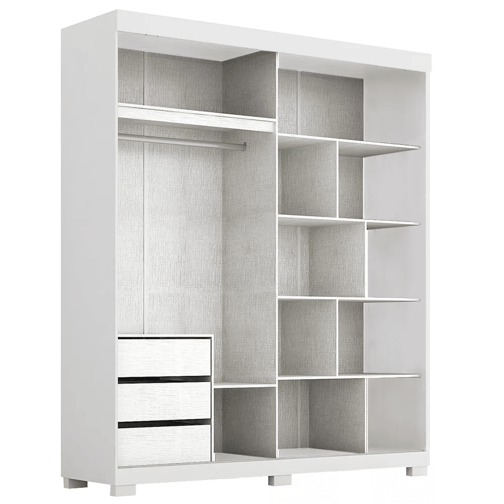 Guarda-Roupa com Espelho Heloisa Prime em MDF 2 Portas Branco - Acp Móveis Guarda-Roupa com Espelho Heloisa Prime em MDF 2 Portas Branco - Acp Móveis