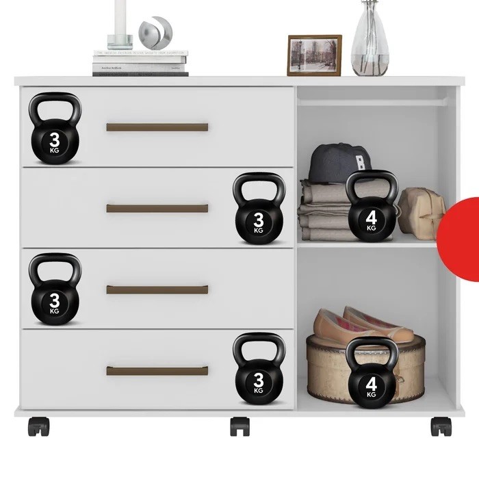 Cômoda Flora Demóbile 4 Gavetas e 1 Porta – Branco Cômoda Flora Demóbile 4 Gavetas e 1 Porta – Branco