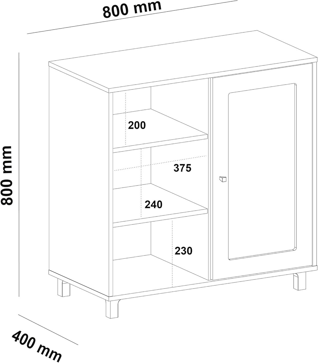 Buffet Charlotte 1 Porta 3 Nichos Cinamomo/Off White – Artely