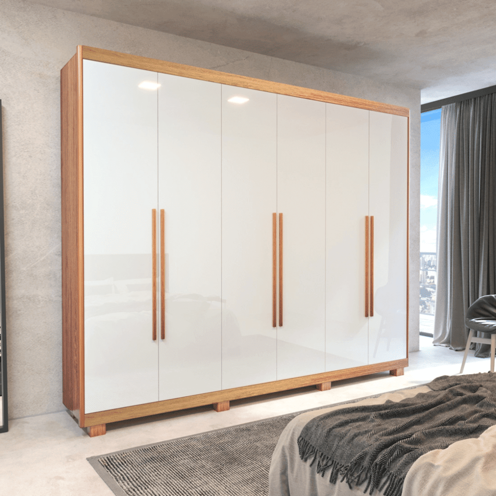 Guarda Roupa Casal Divine Plus 06 portas 100% MDF Naturalle/Off White - Bom Pastor Guarda Roupa Casal Divine Plus 06 portas 100% MDF Naturalle/Off White - Bom Pastor