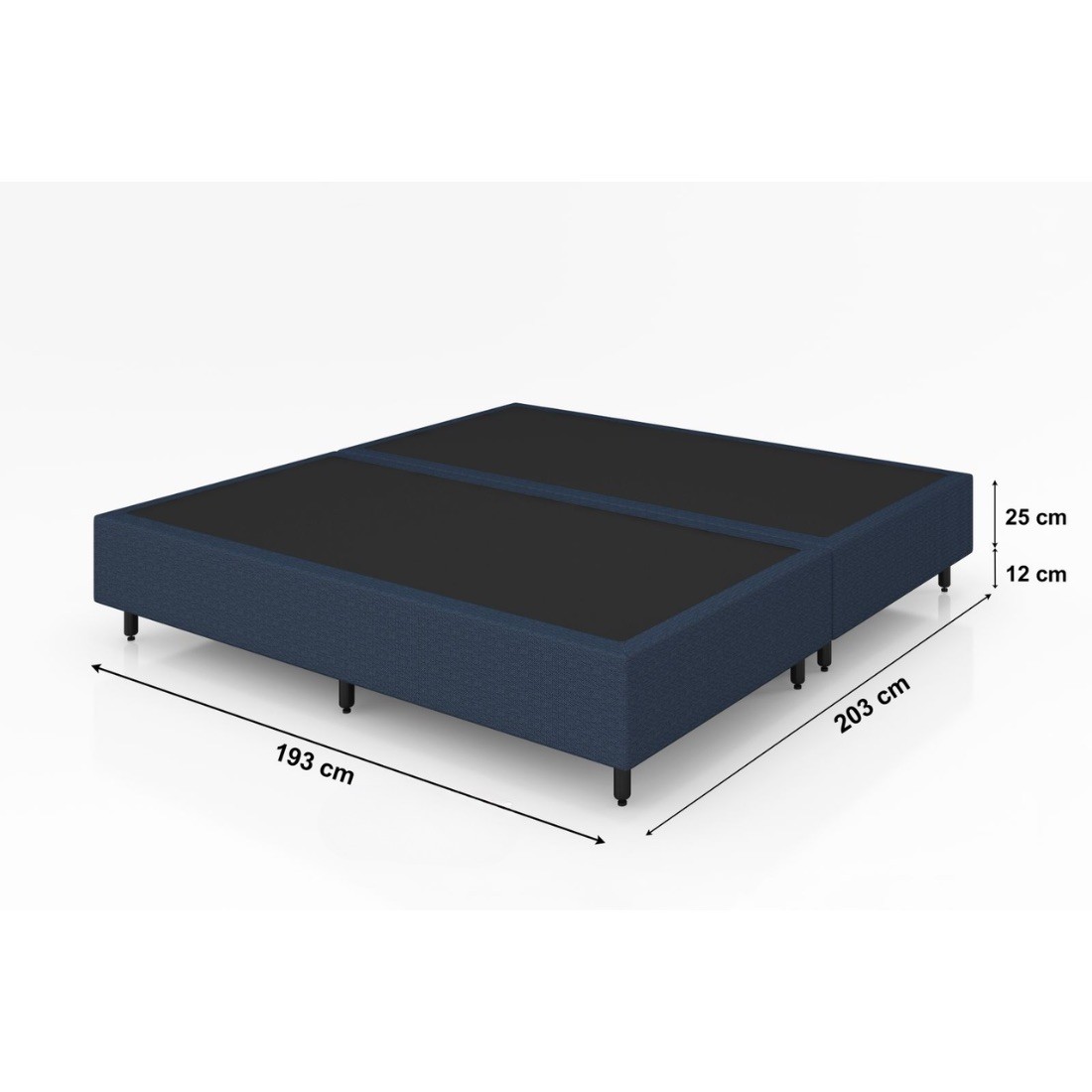 Base Box Bipartida King Size 193x203x25 Plumatex Duro Spring – Azul