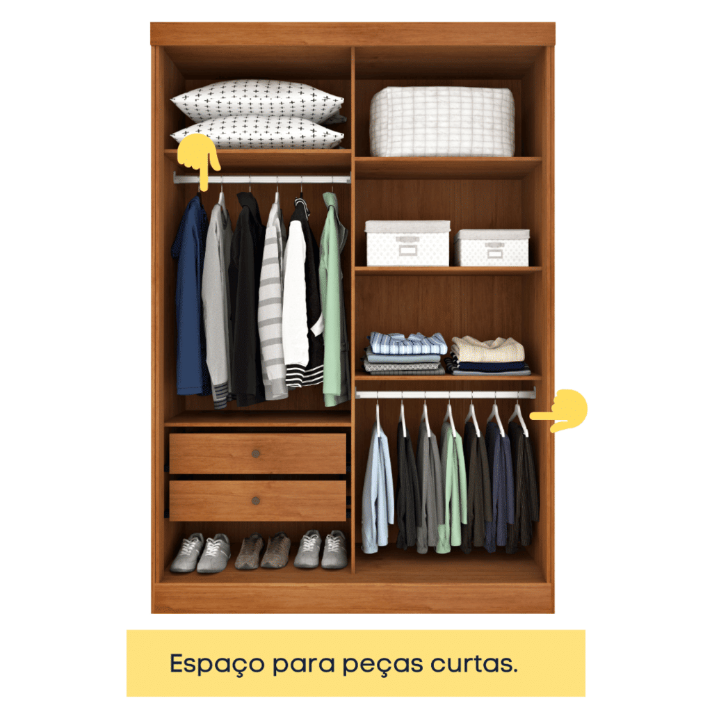 Guarda-Roupa Casal Com Espelho 2 Portas de Correr Tcil Móveis Roma Cinamomo/Off White Guarda-Roupa Casal Com Espelho 2 Portas de Correr Tcil Móveis Roma Cinamomo/Off White