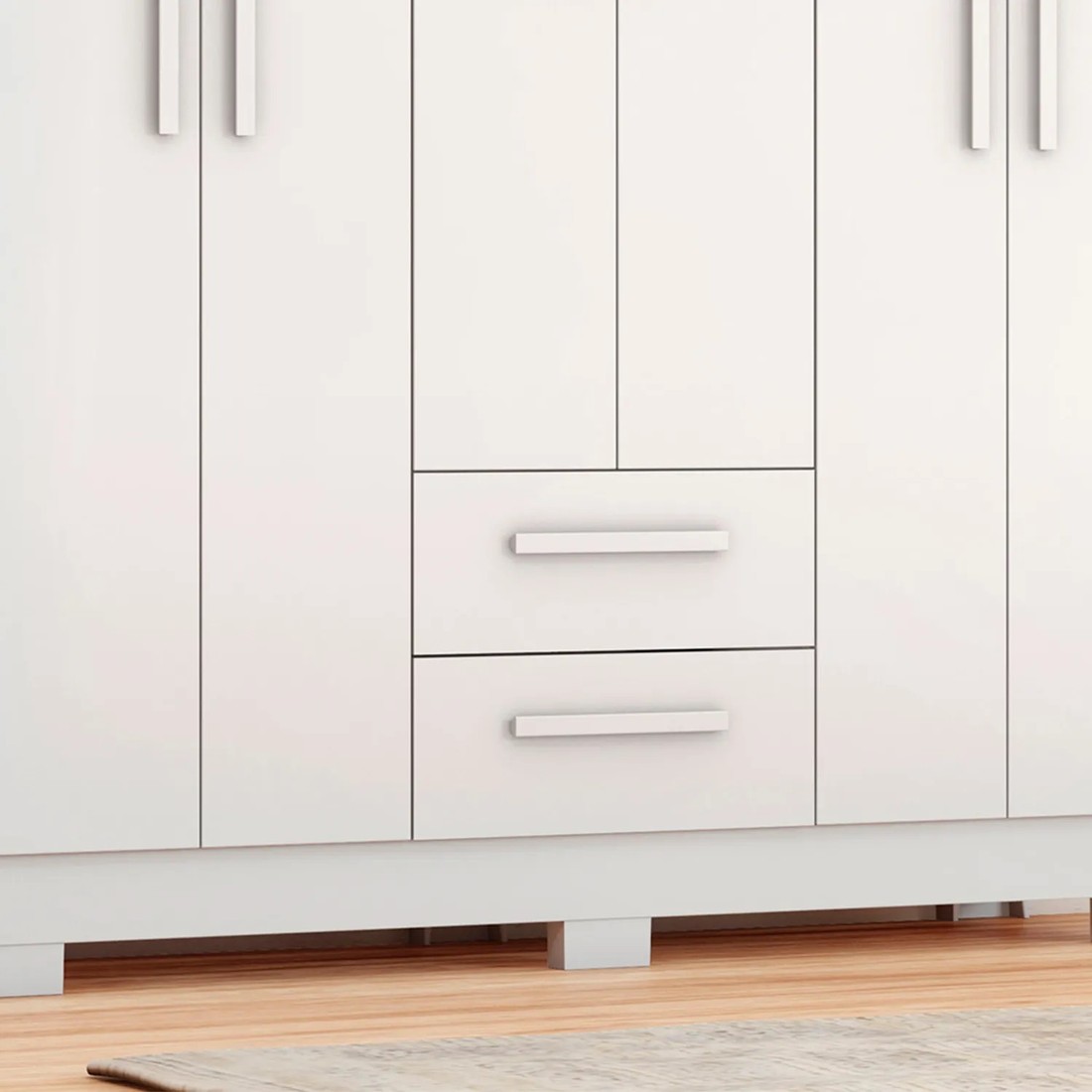 Guarda-Roupa Solteiro 6 Portas 2 Gavetas NT 6015 Notável - Branco/Rosa Flex Guarda-Roupa Solteiro 6 Portas 2 Gavetas NT 6015 Notável - Branco/Rosa Flex