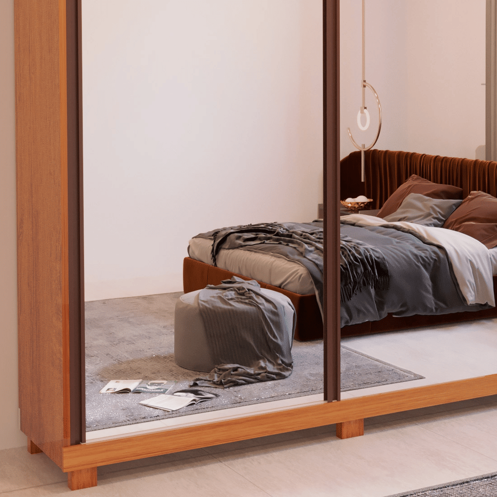 Guarda Roupa Casal Com Espelho 3 Portas de Correr em MDF Maximus Naturall - Bom Pastor  Guarda Roupa Casal Com Espelho 3 Portas de Correr em MDF Maximus Naturall - Bom Pastor