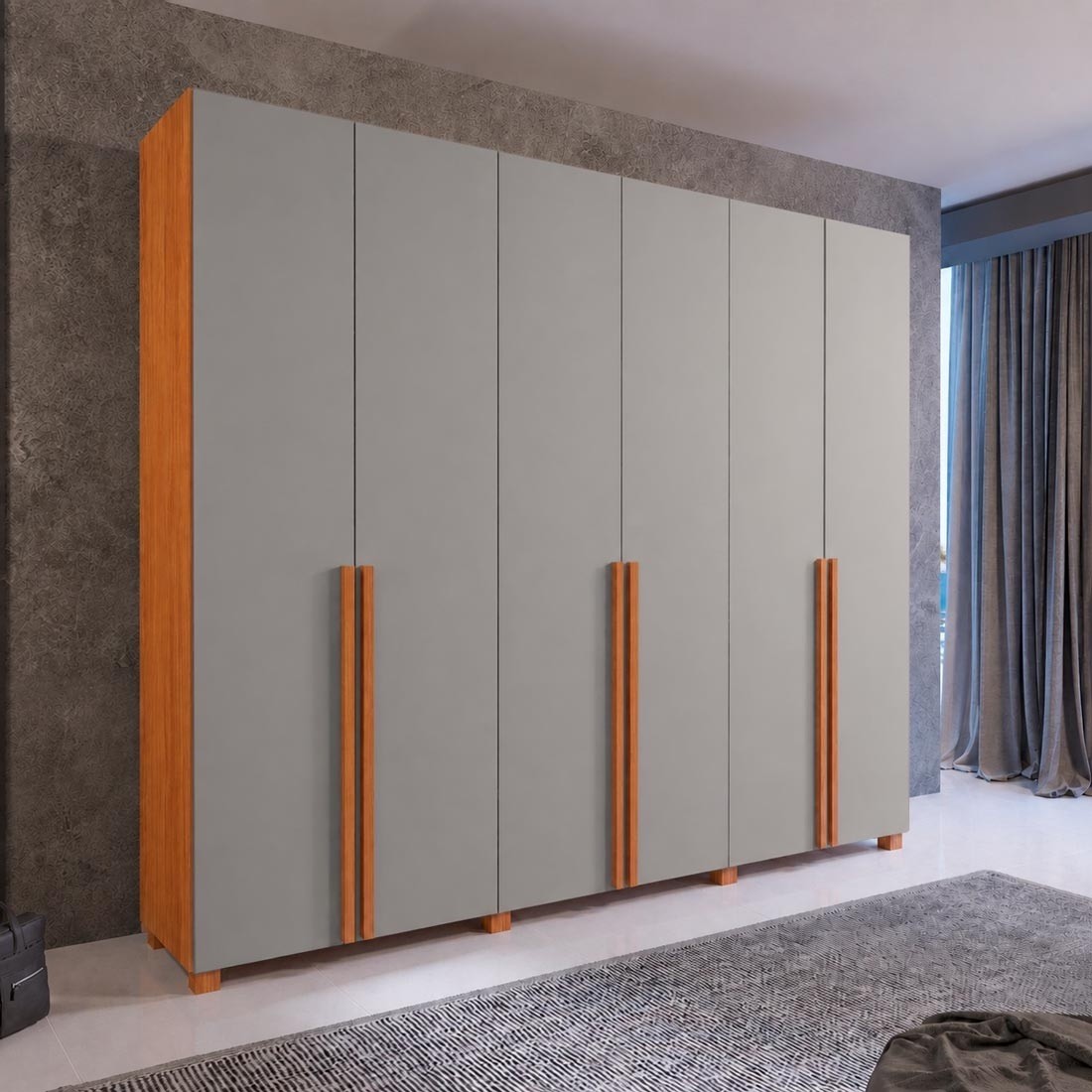 Guarda-roupa Casal 6 Portas 6 Gavetas Versati Bom Pastor 242cm - Nog/Beg