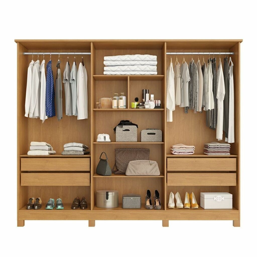 Guarda-Roupa Casal Em MDF 6 Portas Bianchi Nina Nature Guarda-Roupa Casal Em MDF 6 Portas Bianchi Nina Nature
