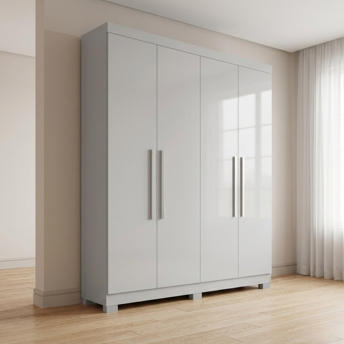 Guarda-Roupa Solteiro 100% MDF 4 Portas Sergipe Branco - Bianchi Guarda-Roupa Solteiro 100% MDF 4 Portas Sergipe Branco - Bianchi