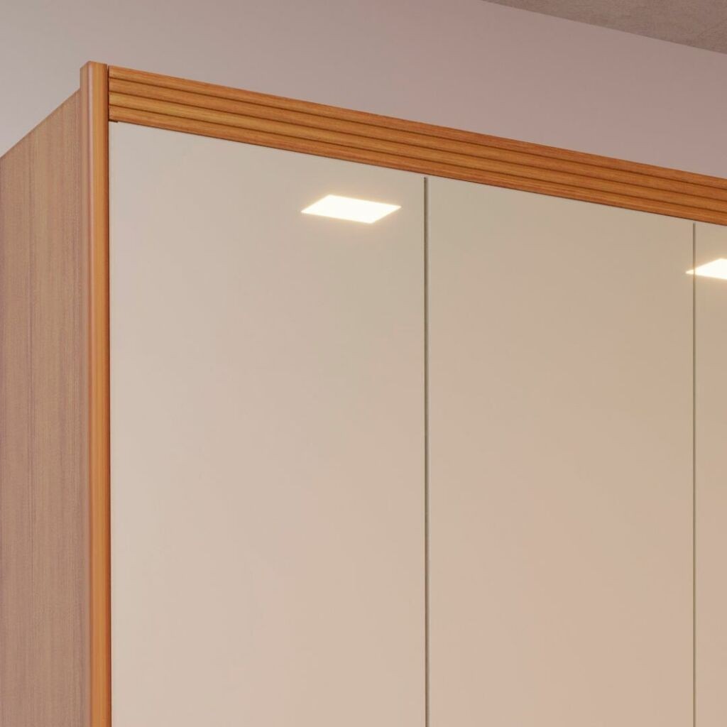 Guarda-Roupa Casal em MDF 6 Portas Bom Pastor Mary Naturall com Off White Guarda-Roupa Casal em MDF 6 Portas Bom Pastor Mary Naturall com Off White