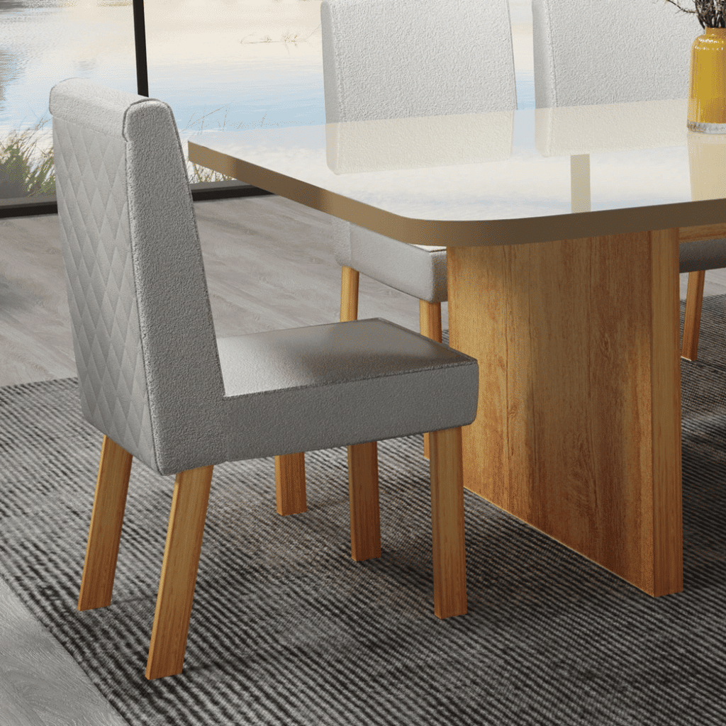 Mesa Rimini 220x110 Tampo de Vidro com 06 cadeiras NPTC9005 - Bom Pastor 