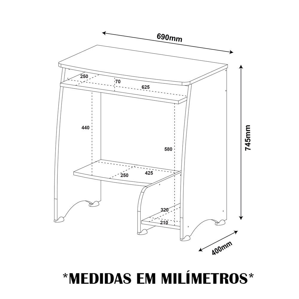 Escrivaninha/Mesa de Computador Artely Pixel Branco Escrivaninha/Mesa de Computador Artely Pixel Branco