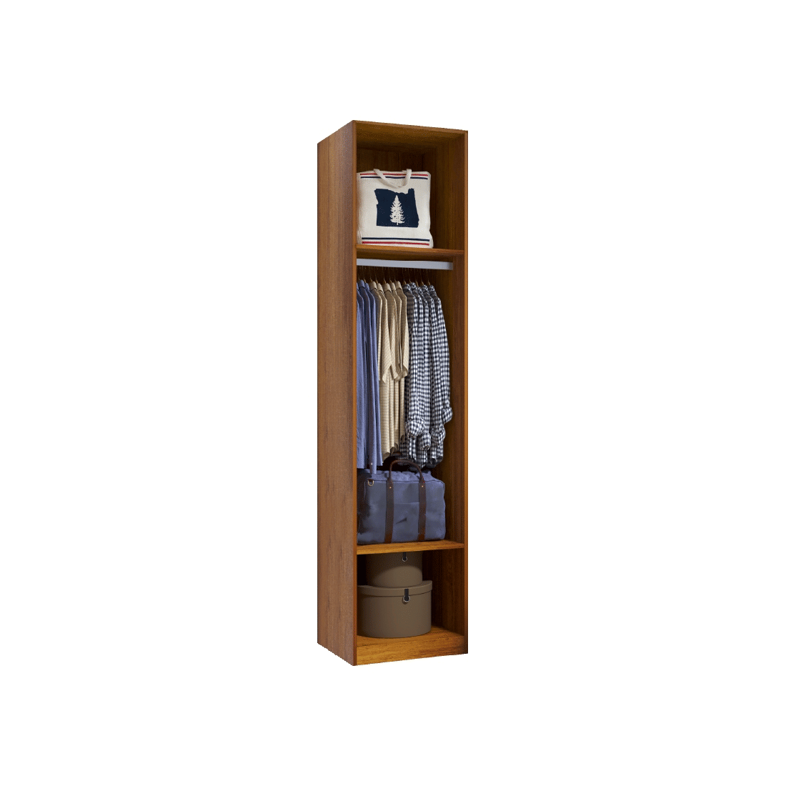 Modulo Guarda-Roupa Tivoli 1 Porta, 100% MDF Nature/Bege - Bom Pastor