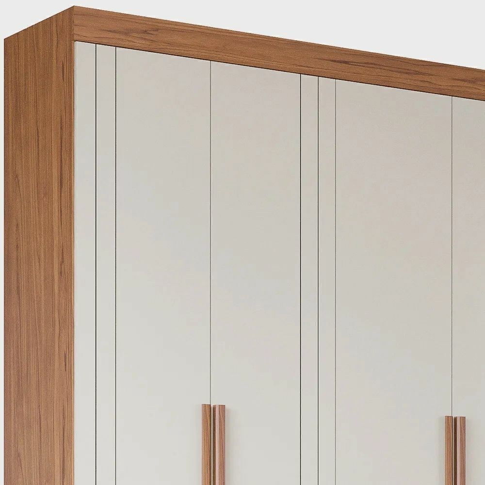 Guarda-Roupa Casal 100% MDF 6 Portas Panan Móveis Cecilia Cinamomo/Off White Guarda-Roupa Casal 100% MDF 6 Portas Panan Móveis Cecilia Cinamomo/Off White