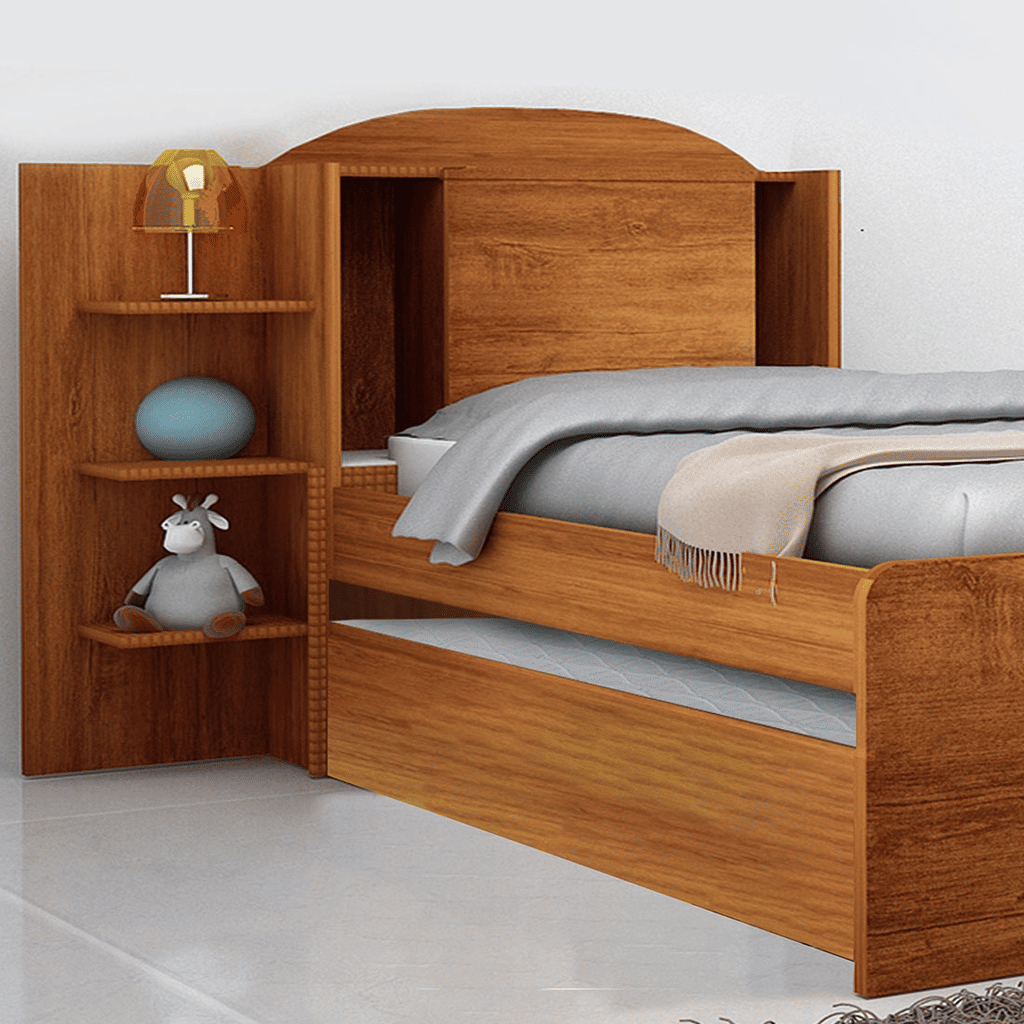 Cama Bibox Solteiro em MDF Colorado com Baú Naturall - Bom Pastor