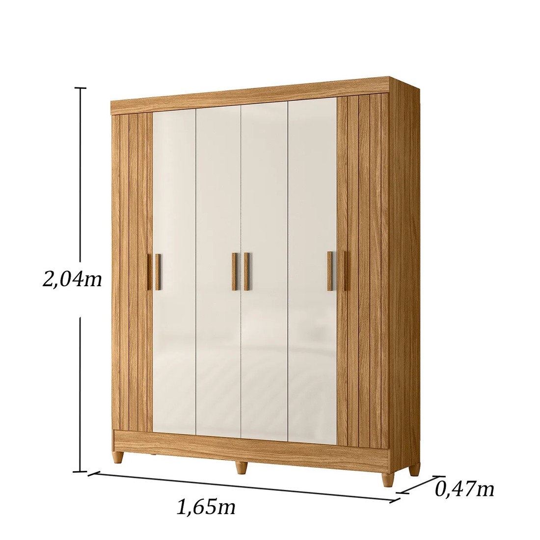 Guarda-Roupa 6 Portas 2 Gavetas Uruguai Freijó/Off White - Moval Móveis