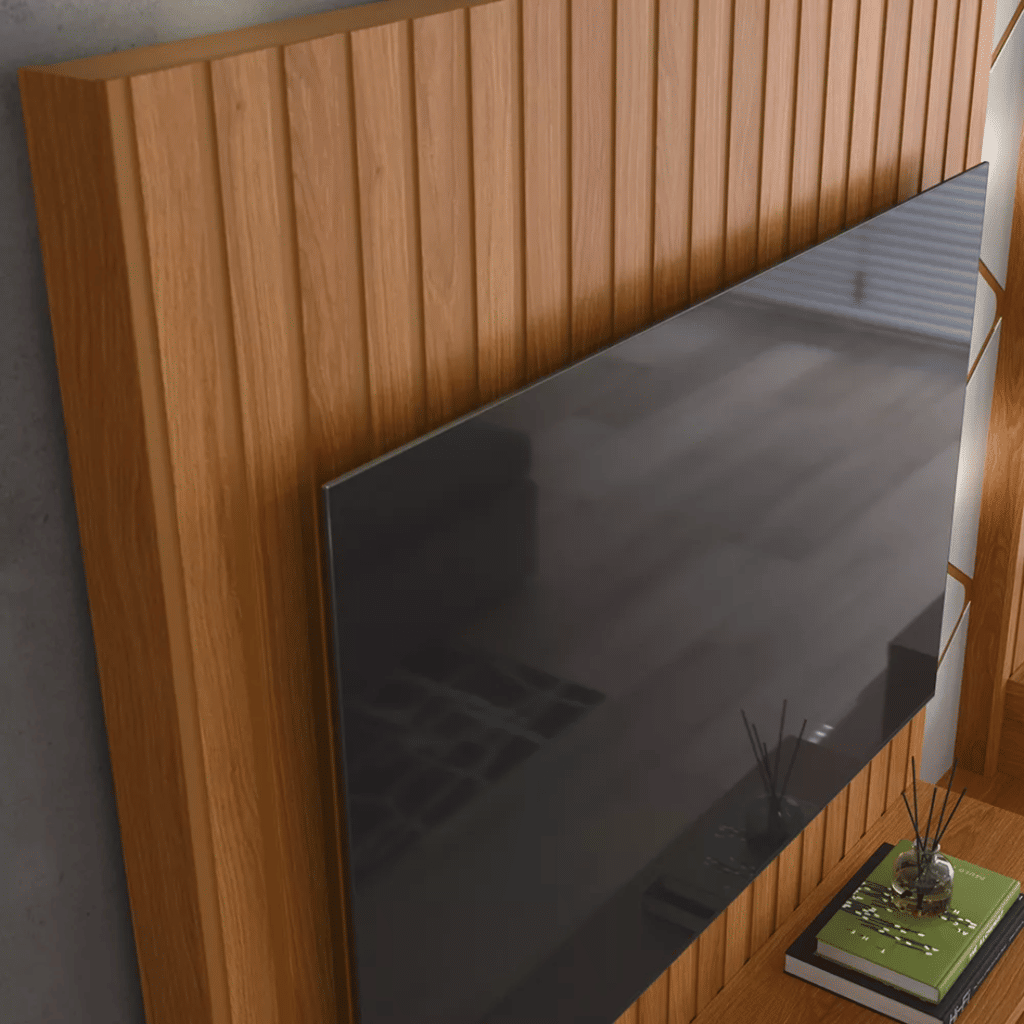 Estante Home TV de até 55 Polegadas com LED Cross cor Frisado Jequitiba/Off White - Lukaliam Estante Home TV de até 55 Polegadas com LED Cross cor Frisado Jequitiba/Off White - Lukaliam