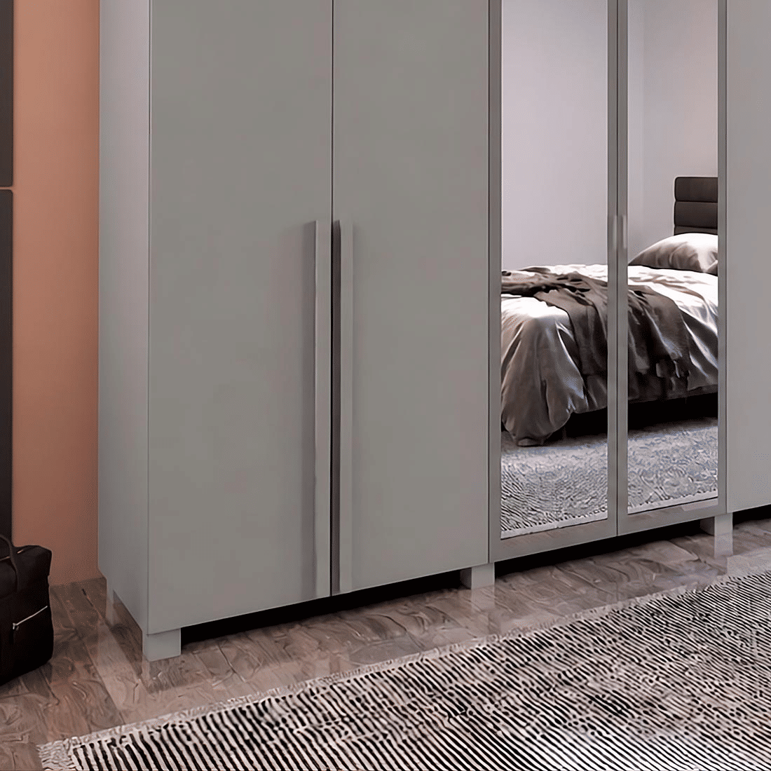Guarda-roupa Casal Diamante 6 Portas 6 Gavetas 242cm Bom Pastor - Bege-acinzentado