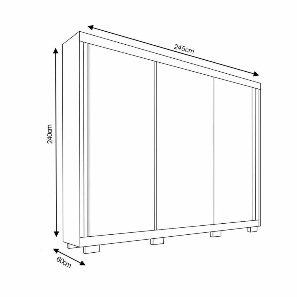 Guarda Roupa Casal Com Espelho 3 Portas de Correr em MDF Raissa Naturall - Bom Pastor  Guarda Roupa Casal Com Espelho 3 Portas de Correr em MDF Raissa Naturall - Bom Pastor