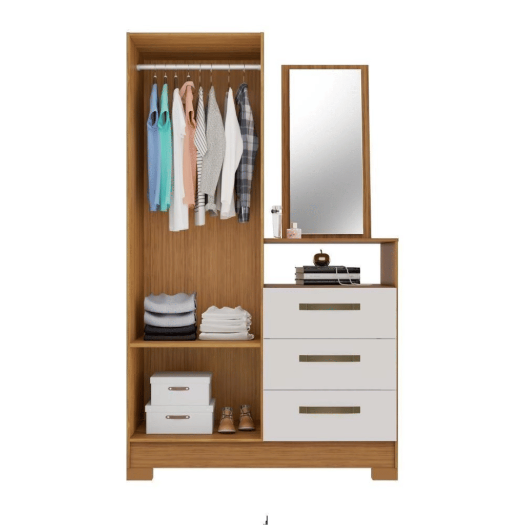 Cômoda para Quarto com Espelho 2 Portas 3 Gav Notável NT5165 Freijó/Off White Cômoda para Quarto com Espelho 2 Portas 3 Gav Notável NT5165 Freijó/Off White