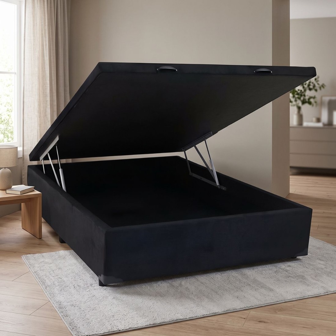 Base Baú Casal 138x188x42 cm Ortolike - Preta Base Baú Casal 138x188x42 cm Ortolike - Preta