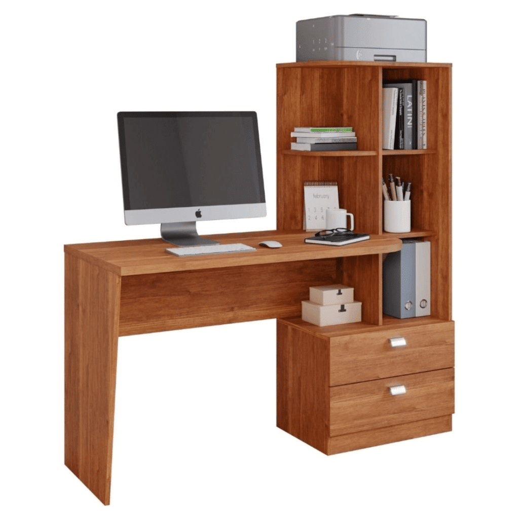 Escrivaninha/Mesa de Computador 2 Gavetas com Prateleiras Permobili Elisa Cinamomo Escrivaninha/Mesa de Computador 2 Gavetas com Prateleiras Permobili Elisa Cinamomo
