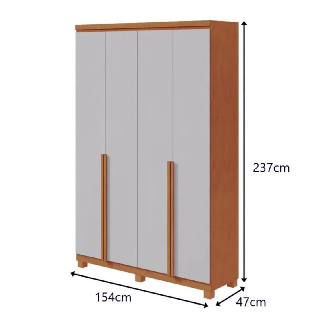 Guarda-roupa 4 Portas Abrir 2 Gavetas Lopas Alonzo 100% MDF Com Pés  - Amendoa Clean/Off White