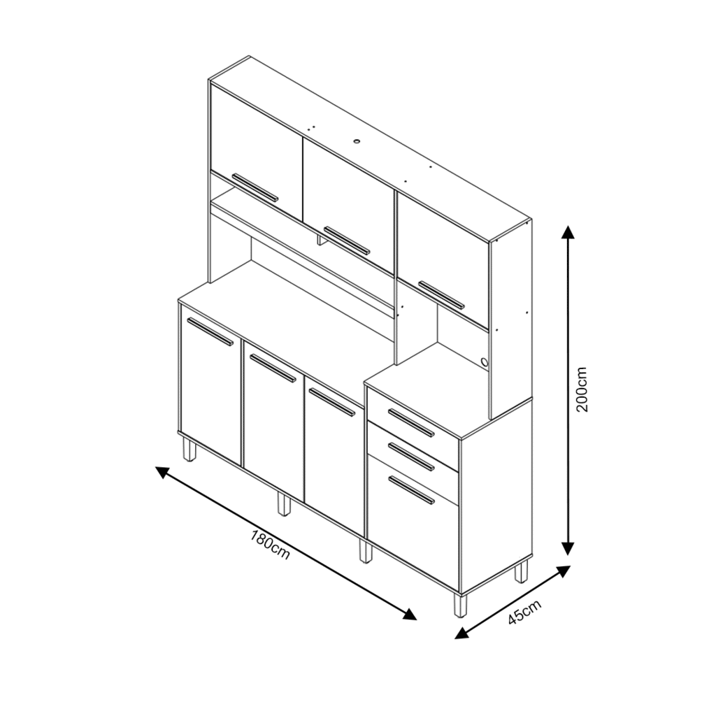 Armário de Cozinha Kit 7 Portas 2 Gavetas Valdemóveis Fortaleza Cinamomo/Off White Armário de Cozinha Kit 7 Portas 2 Gavetas Valdemóveis Fortaleza Cinamomo/Off White