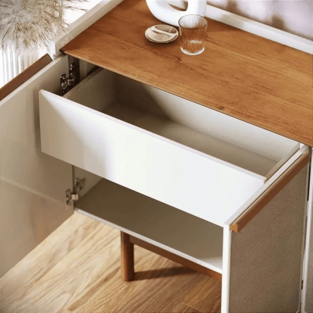 Buffet Dune 4 Portas 1.8 com 1 Gaveta, Off White/Nature - Imcal Buffet Dune 4 Portas 1.8 com 1 Gaveta, Off White/Nature - Imcal