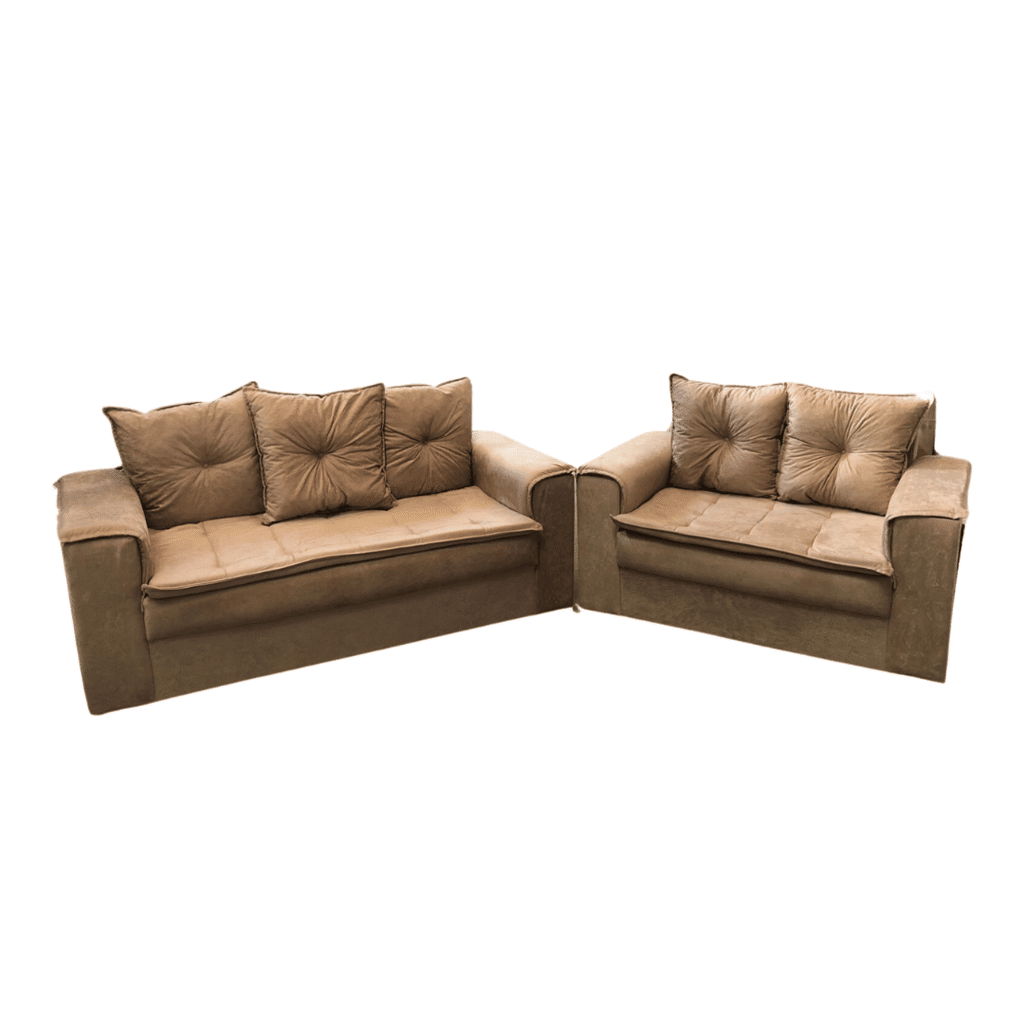 Conjunto de Sofá 3 e 2 Lugares Malu Estofados Delta - Castor  Conjunto de Sofá 3 e 2 Lugares Malu Estofados Delta - Castor