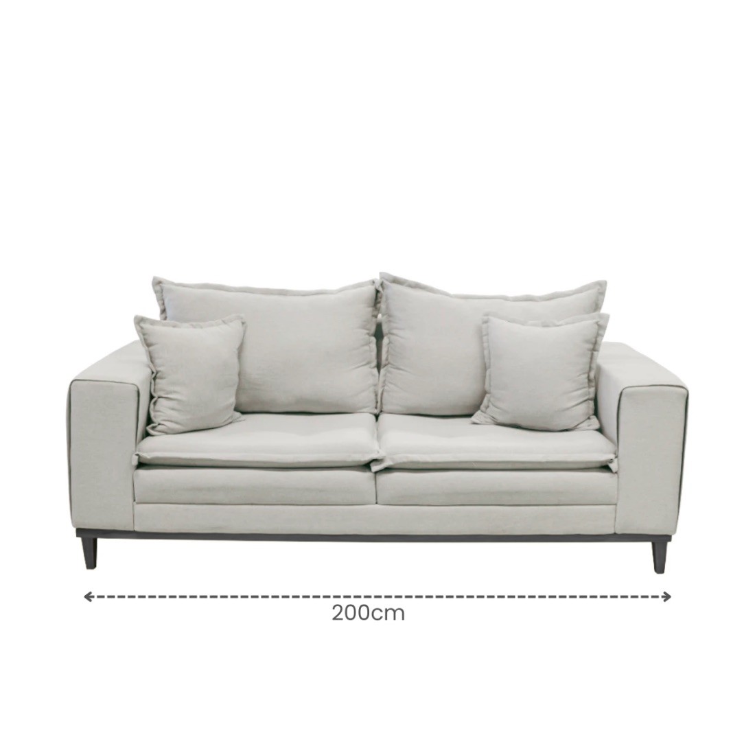 Sofá Búzios 3 Lugares 2,00m com Pillow – Assento em Espuma D33 e Pés de Madeira - Cinza - Design Sofá Búzios 3 Lugares 2,00m com Pillow – Assento em Espuma D33 e Pés de Madeira - Cinza - Design