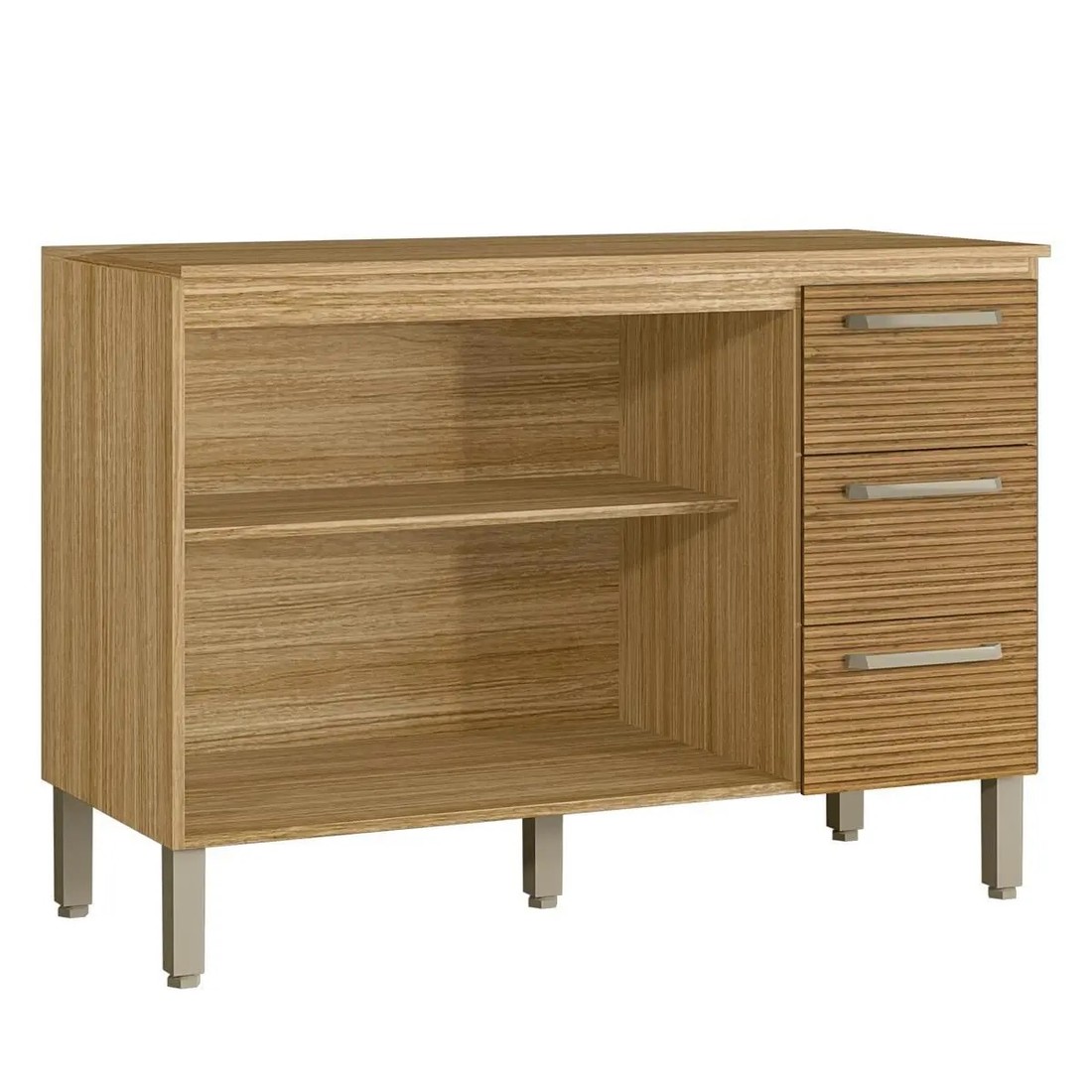 Balcão de Pia Ametista 2 Portas 3 Gavetas 120 cm - Freijó/Supremo - Kits Paraná Balcão de Pia Ametista 2 Portas 3 Gavetas 120 cm - Freijó/Supremo - Kits Paraná