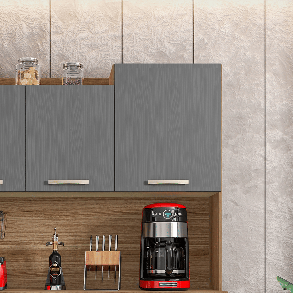 Armário de Cozinha Kit 6 Portas Kits Paraná Gênova Freijo/Gris Armário de Cozinha Kit 6 Portas Kits Paraná Gênova Freijo/Gris