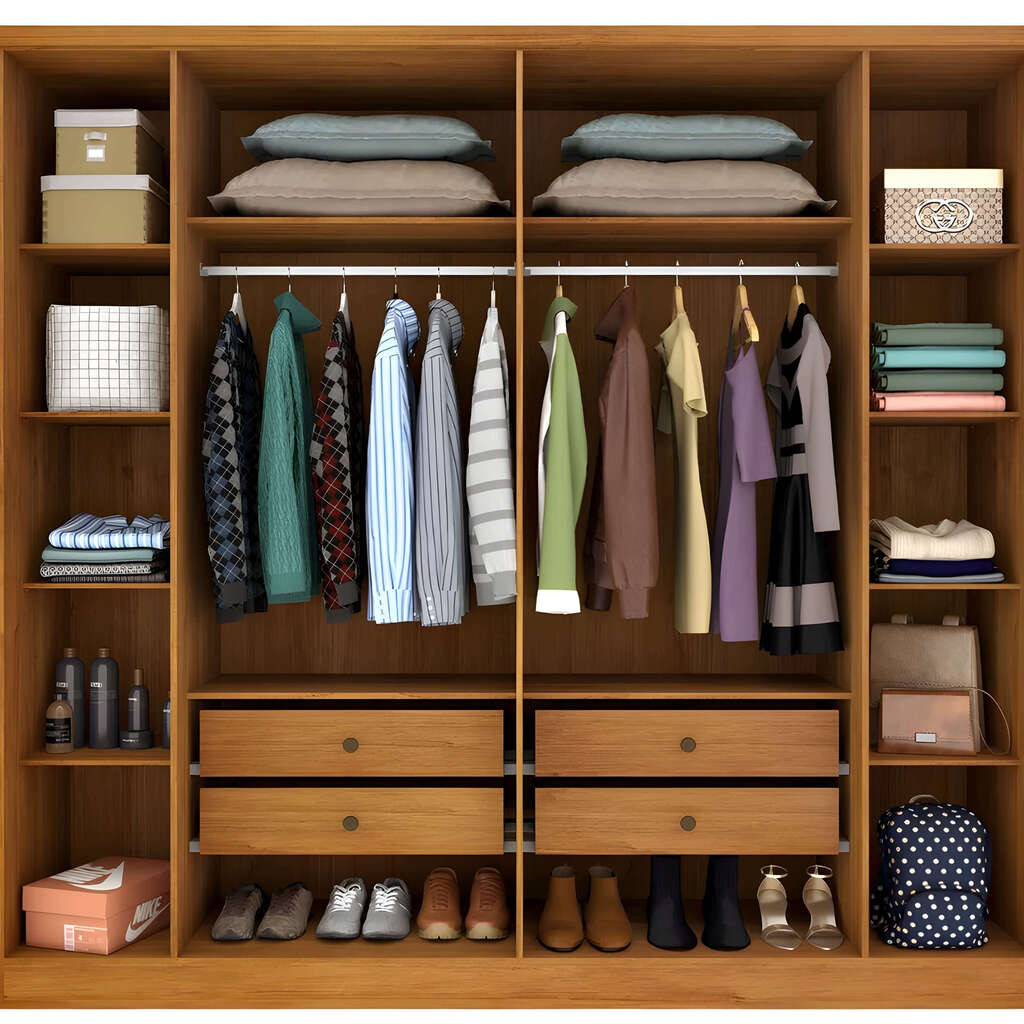 Guarda-Roupa Casal 6 Portas 4 Gavetas Tcil Móveis Veneza Cinamomo Guarda-Roupa Casal 6 Portas 4 Gavetas Tcil Móveis Veneza Cinamomo