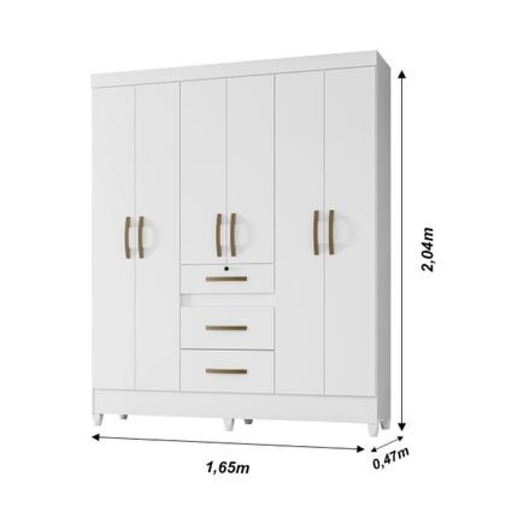 Guarda‑Roupa Casal 6 Portas Itatiba Branco Moval Guarda‑Roupa Casal 6 Portas Itatiba Branco Moval