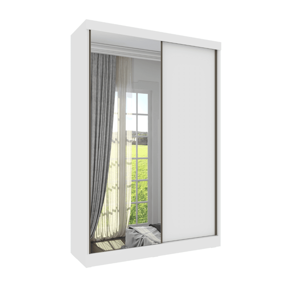 Guarda-Roupa Casal Com Espelho 2 Portas de Correr Tcil Móveis Roma Branco Guarda-Roupa Casal Com Espelho 2 Portas de Correr Tcil Móveis Roma Branco