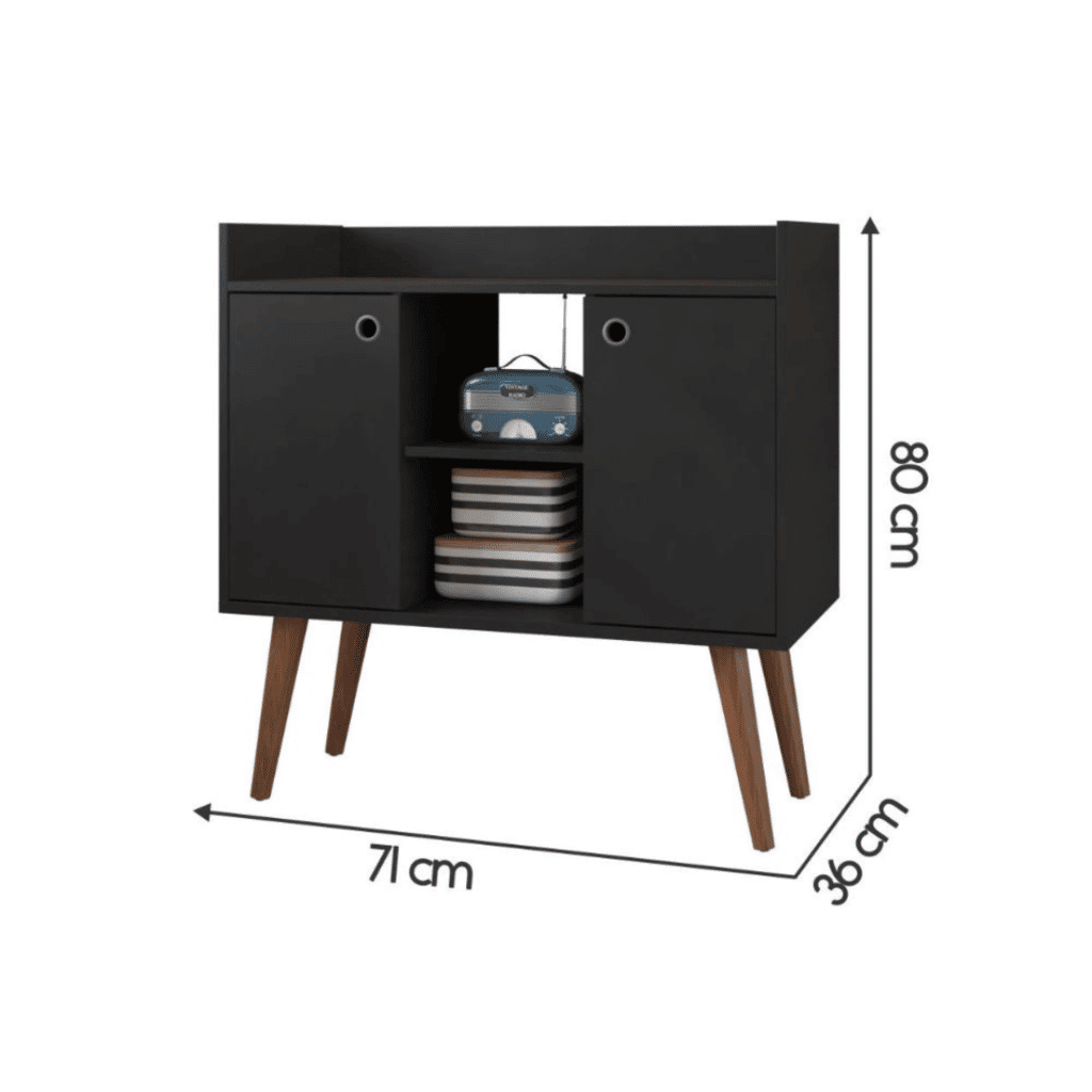 Aparador Cairo com 2 Portas Preto - Fiorello Aparador Cairo com 2 Portas Preto - Fiorello