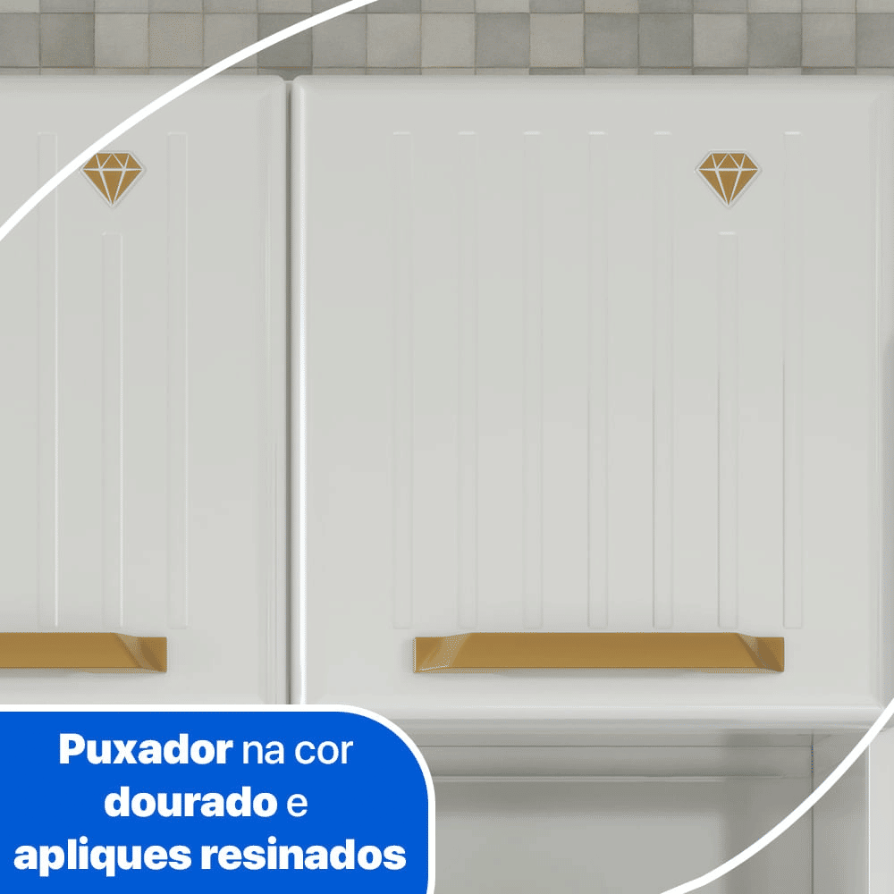 Kit Cozinha Telasul Diamante Smart 1 Gaveta 3 Portas Baixa com Tampo Branco Kit Cozinha Telasul Diamante Smart 1 Gaveta 3 Portas Baixa com Tampo Branco