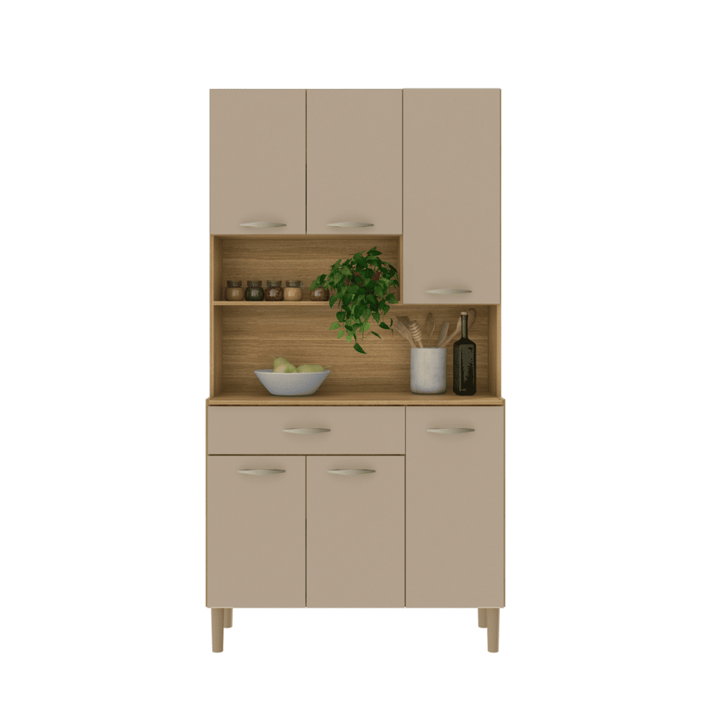 Armário de Cozinha Kit 6 Portas Kits Paraná Apolo Freijo/Vanilla Armário de Cozinha Kit 6 Portas Kits Paraná Apolo Freijo/Vanilla