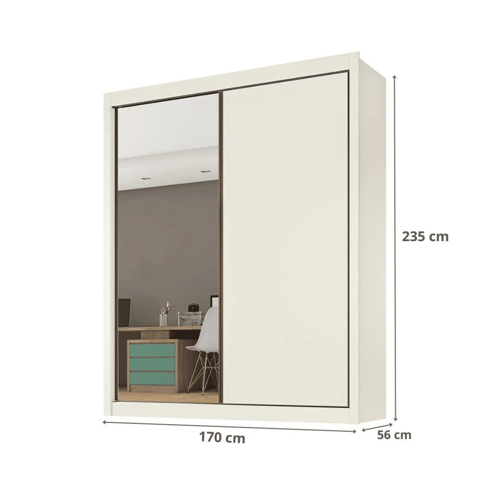Guarda-Roupa Casal Com Espelho 100% MDF 2 Portas de Correr Zurique Branco Europa Guarda-Roupa Casal Com Espelho 100% MDF 2 Portas de Correr Zurique Branco Europa