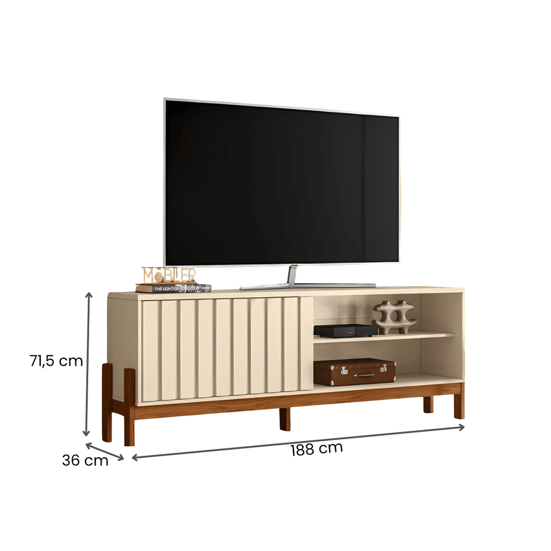 Rack Bancada New Aurora Mobler Pérola Metalizado / Cinamomo Mel