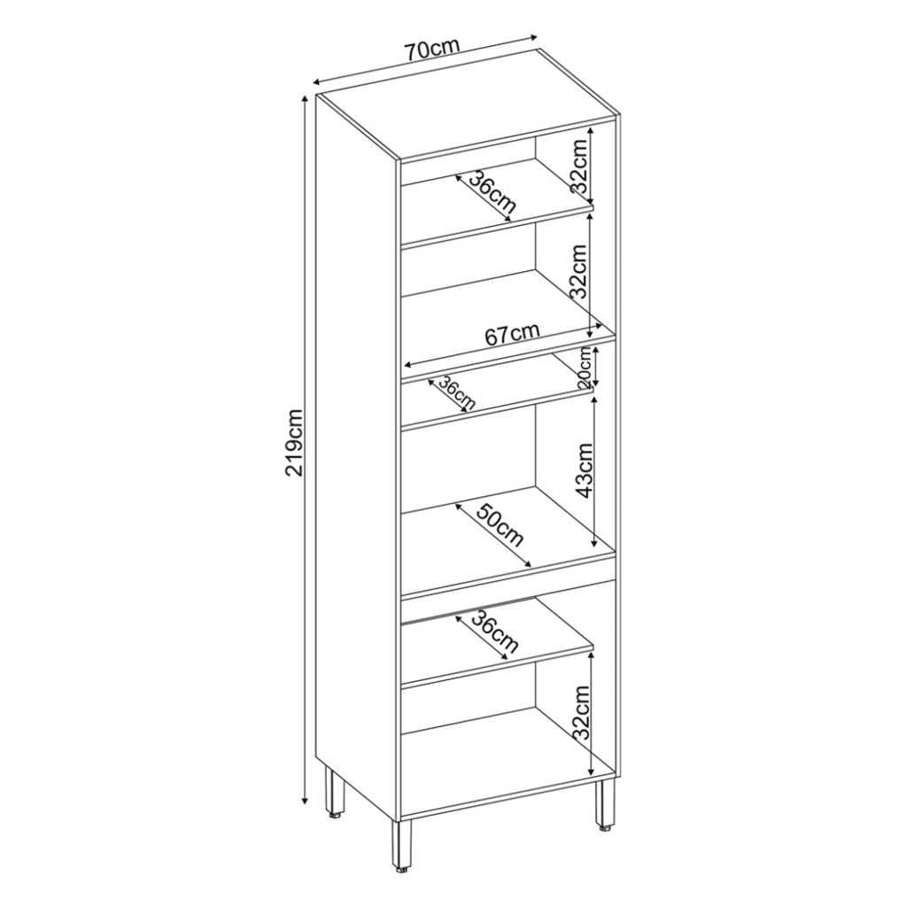 Paneleiro 2 Portas com Vidro - Firenze 70cm - Demobile - Amêndoa/Branco