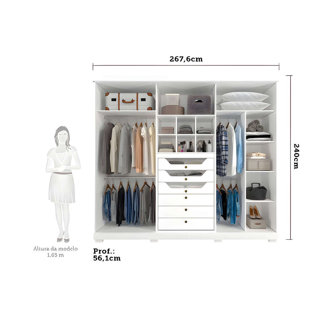 Guarda-Roupa Casal com Espelho 6 Portas em MDF Panan Móveis Guarapari Branco Guarda-Roupa Casal com Espelho 6 Portas em MDF Panan Móveis Guarapari Branco