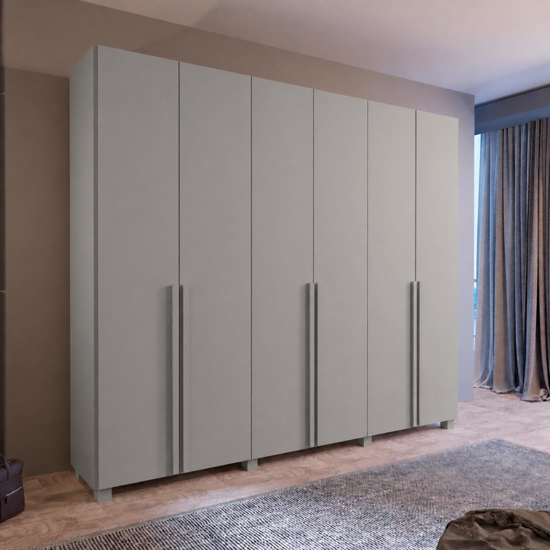 Guarda-roupa Casal 6 Portas 6 Gavetas Versati Bom Pastor 242cm - Bege
