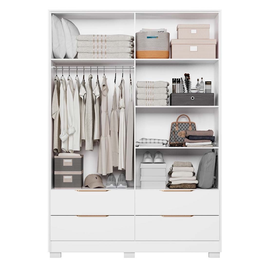 Guarda-roupa Casal Domo 4 Portas com Espelho 157cm Demóbile - Branco