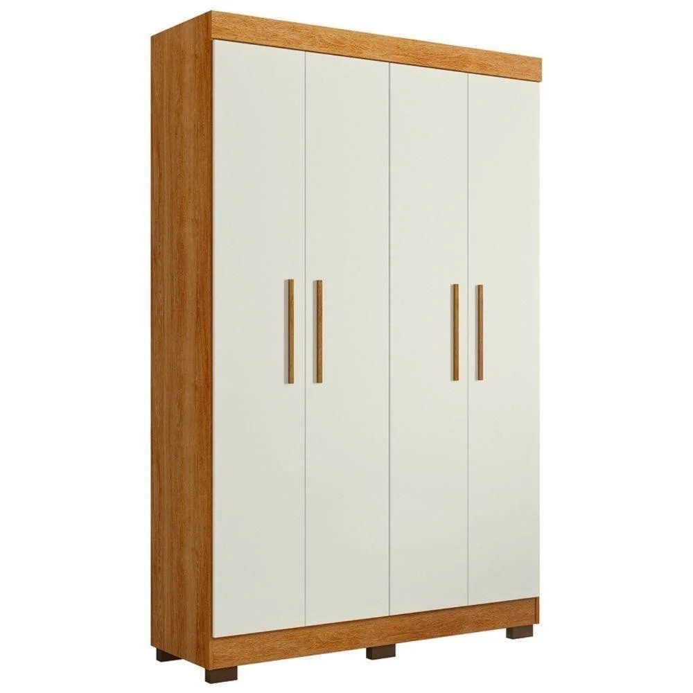 Guarda-roupa Flórida 4 Portas 3 Gavetas 141cm MDF Tigus - Amadeirado/Off White