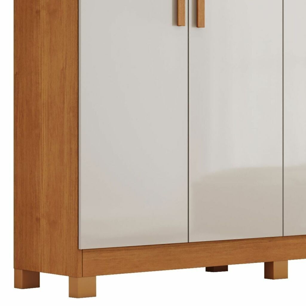 Guarda-Roupa Casal Em MDF 6 Portas Bianchi Nina Naturall/Off White Guarda-Roupa Casal Em MDF 6 Portas Bianchi Nina Naturall/Off White